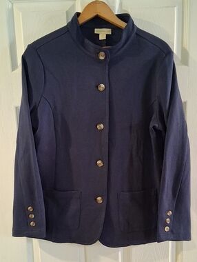 Appleseed's Navy Stand-Collar Button Jacket